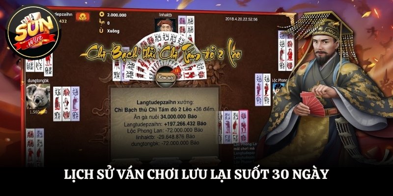Lịch sử ván chơi lưu lại suốt 30 ngày
